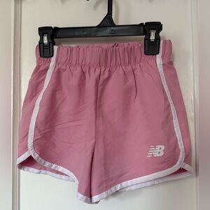 New Balance Kids Little Girls Pink and White Running Shorts